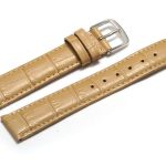 Uhrenarmband aus echtem Leder in Sand mit Kroko Prägung